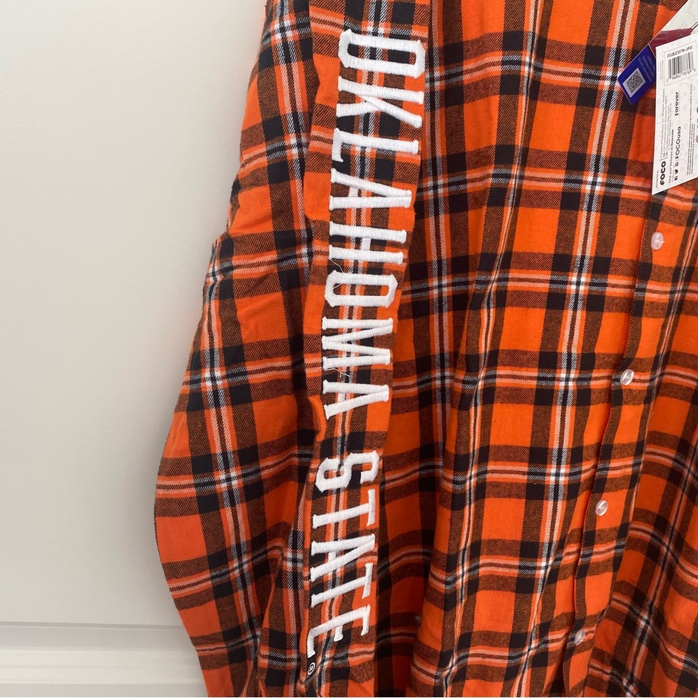 FOCO Oaklahoma State University Plaid Button Down Shirt Flannel Size 2XL Men NWT - Picture 8 of 11